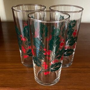 Vintage Holiday 12oz Glasses Set of 3